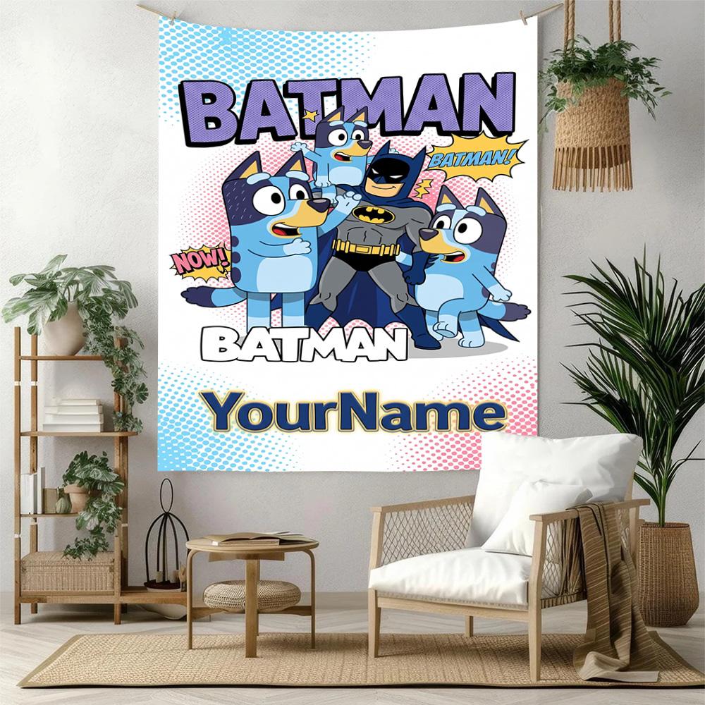 Bluey Custom Your Name Wall Decor Tapestry Art For Pet Memorial Birthdaywedding Party Backdrop Family Gift