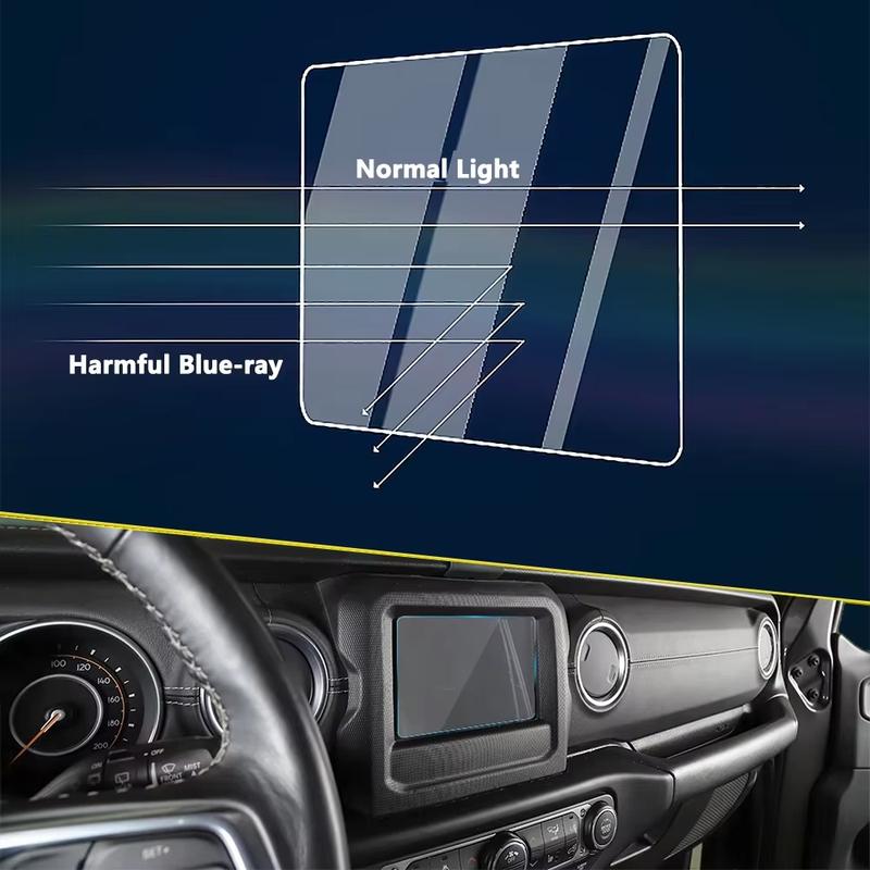 7" Tempered Glass Navigation Display Screen Protector for Jeep Wrangler JL 2018- Screen Protective Film Interior Accessories