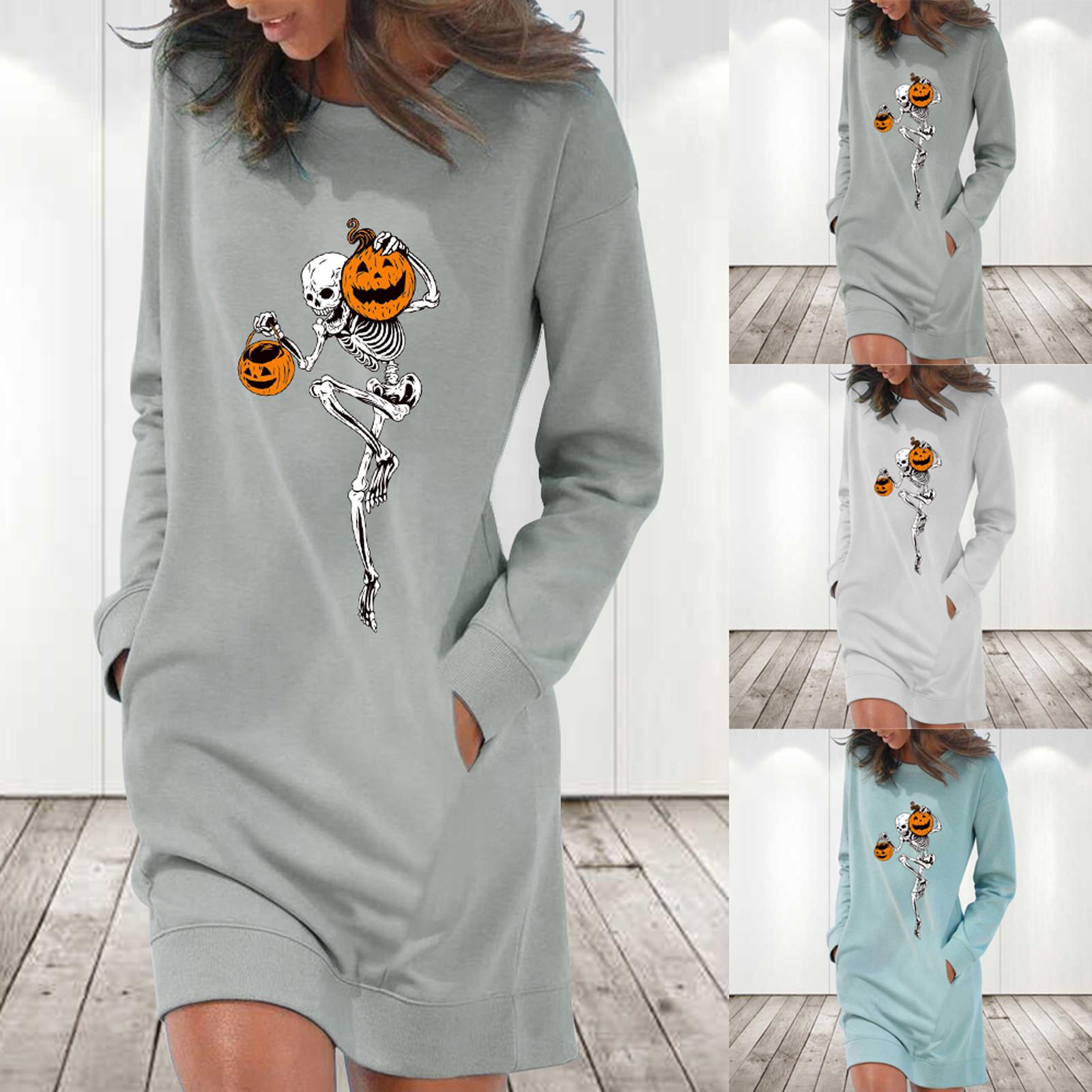 

(радость выбирать)Женское повседневное однотонное платье с длинными рукавами и карманами и круглым вырезом