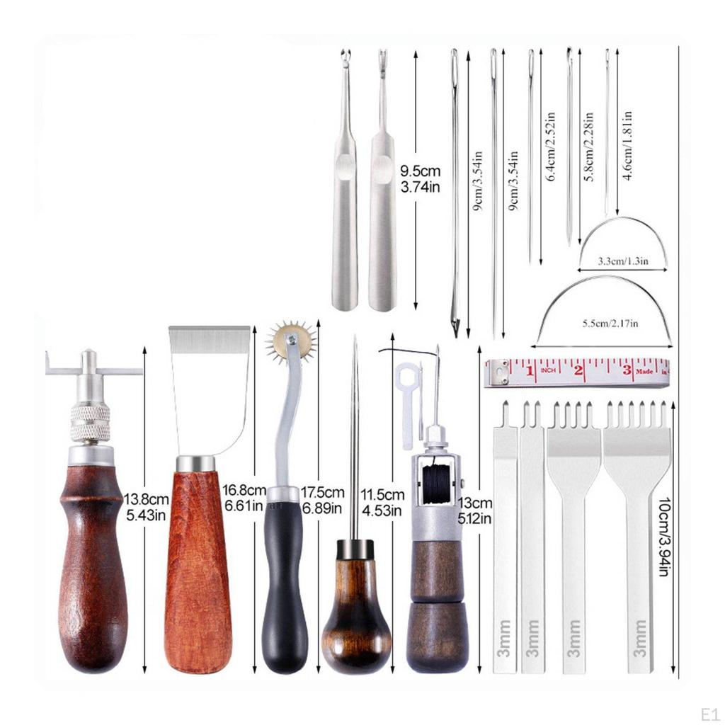 24 Pieces DIY Leather Tool Kit Includes 3 Colors Waxed Thread Craft
