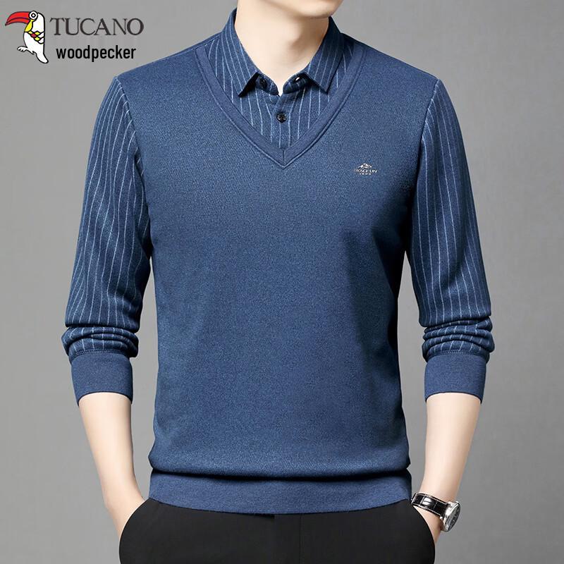 TUCANO Men s Faux Two-Piece Long Sleeve Polo T-Shirt XL