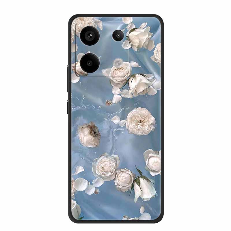 For Redmi Note 13 pro Case Pink Phone Case Fashion Silicone TPU Soft Back Cover Redmi Note 13 Pro Flower Capa 6.67" Cats Coque