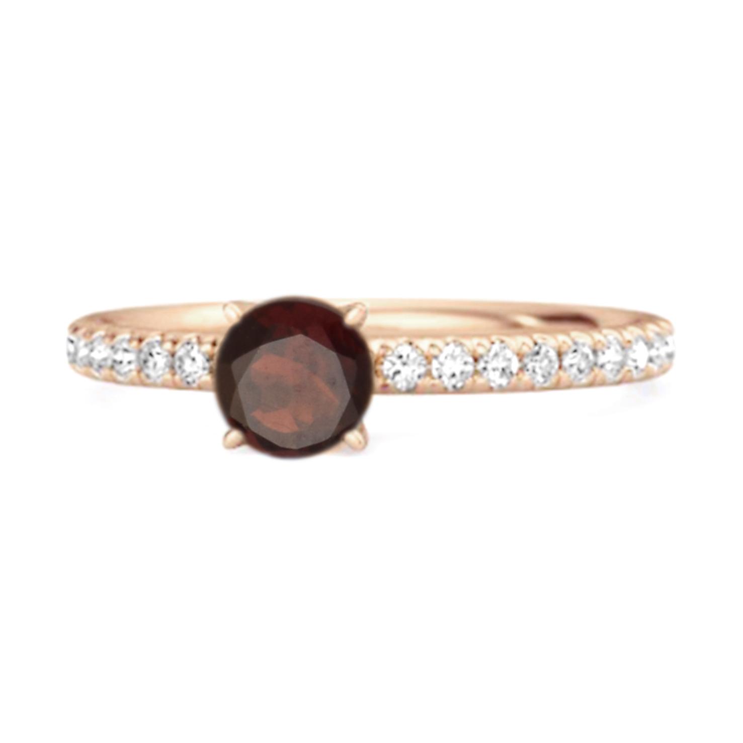 

Garnet Round Soliatire Ring - 925 Sterling Silver Rose Gold Vermeil 6.5 Яскраво-рожевий