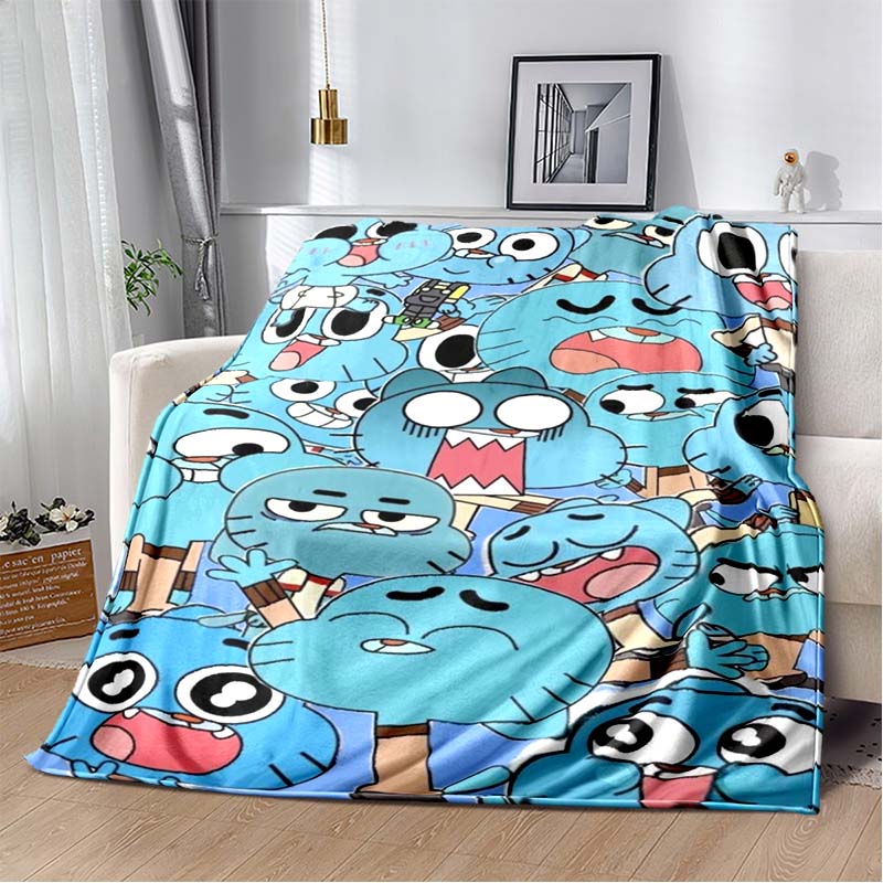 The Amazing World of Gumball Print Flannel Throw Blanket Soft Warm Cartoon Bed Sofa Cover for Kids Bedroom Home Decor Gift