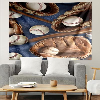 Baseball Print Tapestry, Backdrop, Easy Setup, Ideal for Bedroom, Office & Living Room, with Aesthetic Wall Hanging Decor.
