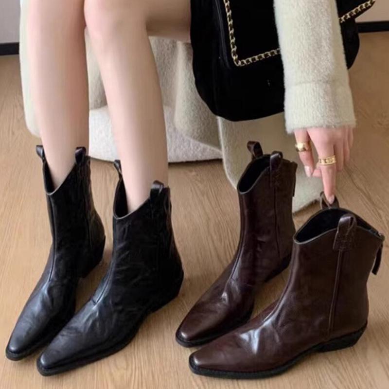 Fashion Autumn Vintage Women Chelsea Boots Fashion Slip On Shoes Ladies Elegant Thick Heel Mordern Short Booties