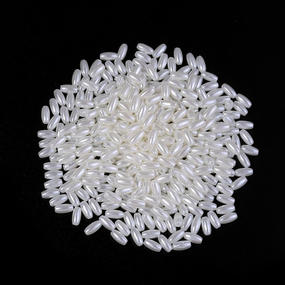 200-500pcs Beige Imitation Pearl Beads Oval Rice Beads Loose Spacer Beads For Jewelry Making DIY Bracelet Necklace Accessories