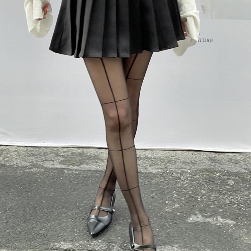 Women's Pantyhose,Cross Line High Waist Pantyhose Sheer Tights Thigh High Stockings