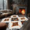 Southwestern Aztec Star Print Area Rug, Turquoise & Orange Tribal Design Non-Slip Floor Mat for Living Room Bedroom Home Decor
