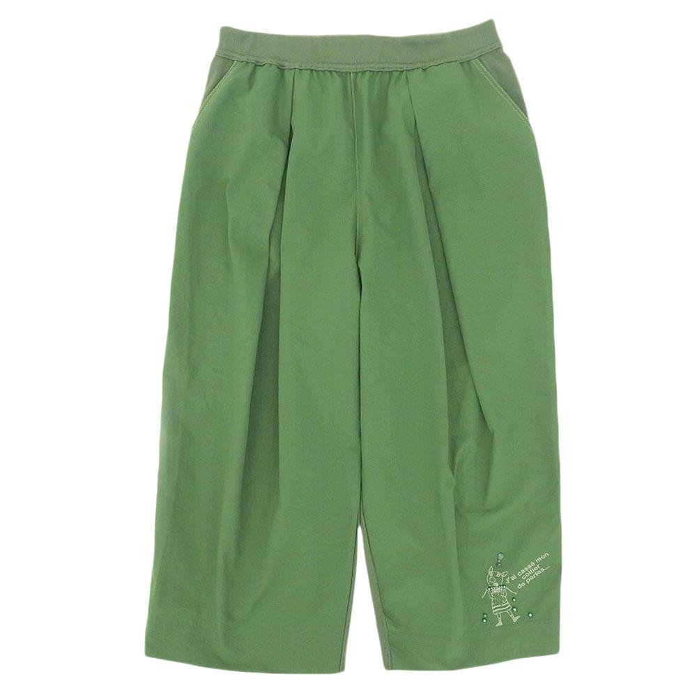 OLLEBOREBLA Beautiful pig embroidered easy pants bottoms for women green L Bottoms L greenUsed