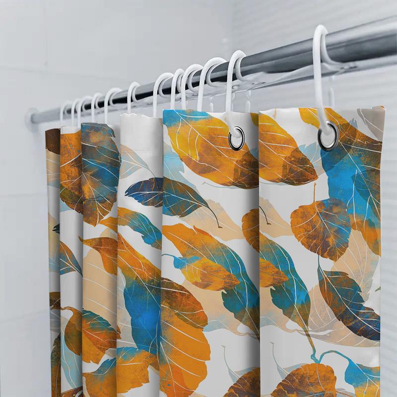 Creative artistic shower curtain waterproof and mildew-proof Shower curtain modern simple leaf pattern design Bathroom curtain