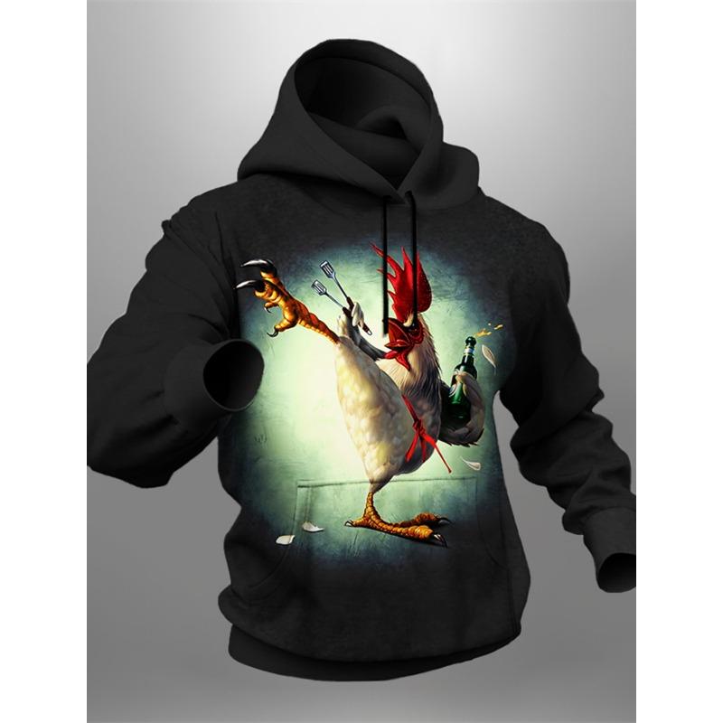 Графический Петух Мужская мода 3D принт толстовка с капюшоном спортивные толстовки — фото 3