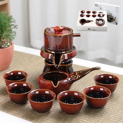 Conjunto de Chá Automático de Cerâmica, Um Conjunto Completo de Xícaras de Chá com Pires, Dehua Simples Preparo de Chá Retrô Criativo Preguiçoso Anti-Escaldante