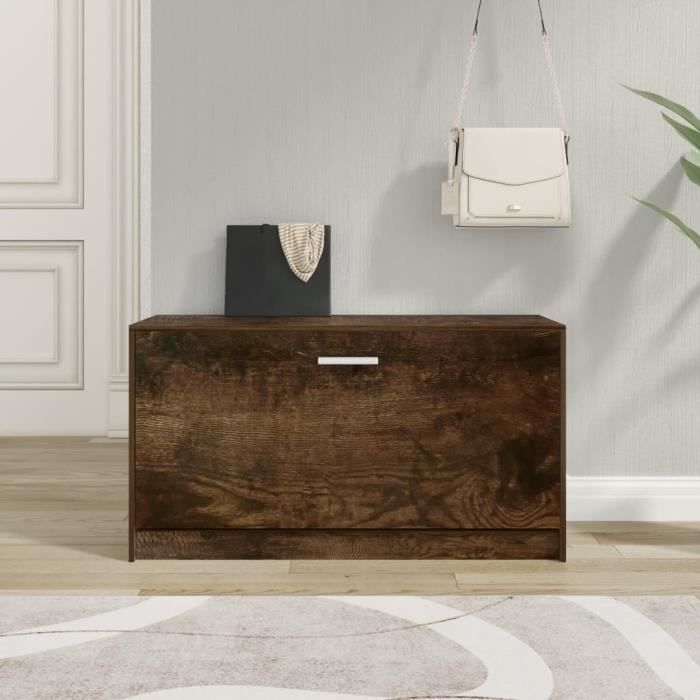 342644 vidaXL Banc à chaussures Chêne fumé 80x24x45 cm Bois d'ingénierie