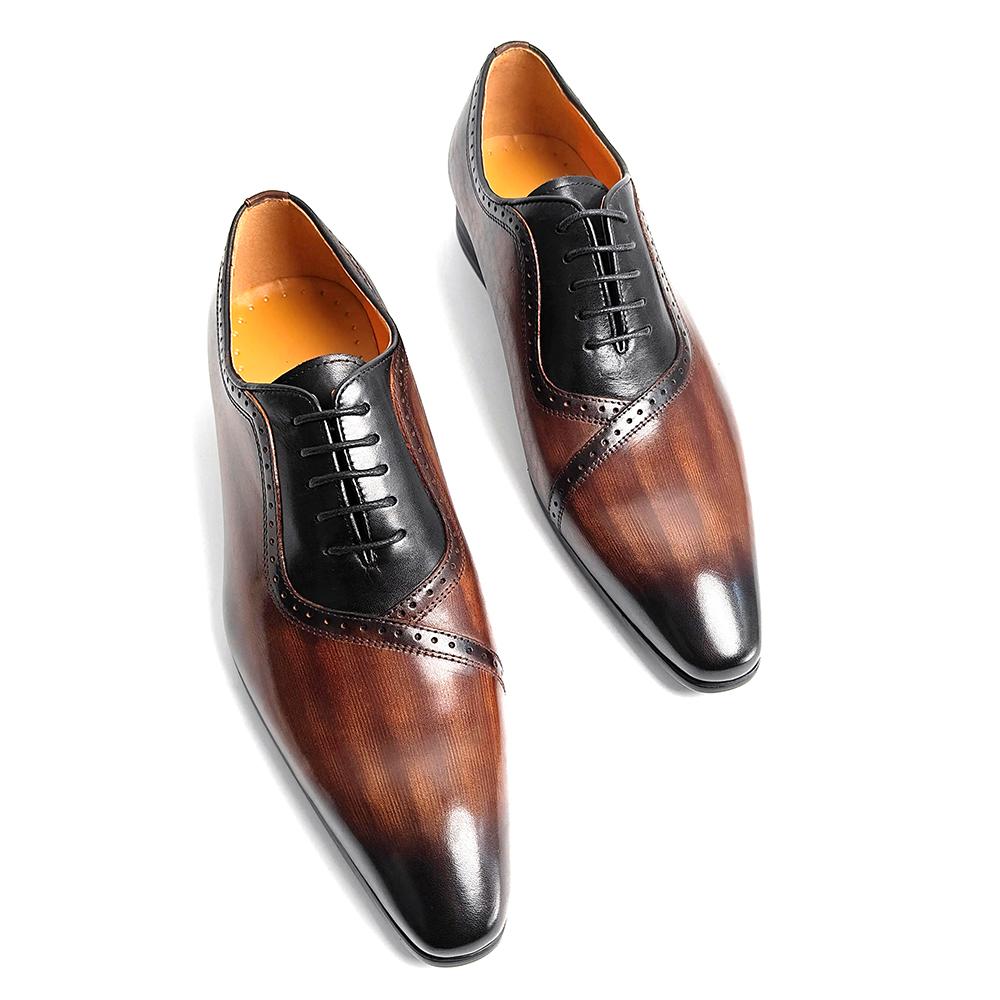 Fashion Luxury Men's Dress Shoes Higher Quality Oxford Leather Shoe Lace-Up Casual Business Shoes Fashion Carved Wedding Party Office