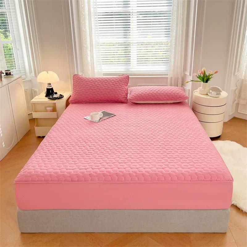 New Class a Antibacterial Waterproof Four Seasons Cotton Padded Thickened Fitted Sheet Mattresses Protective Cover