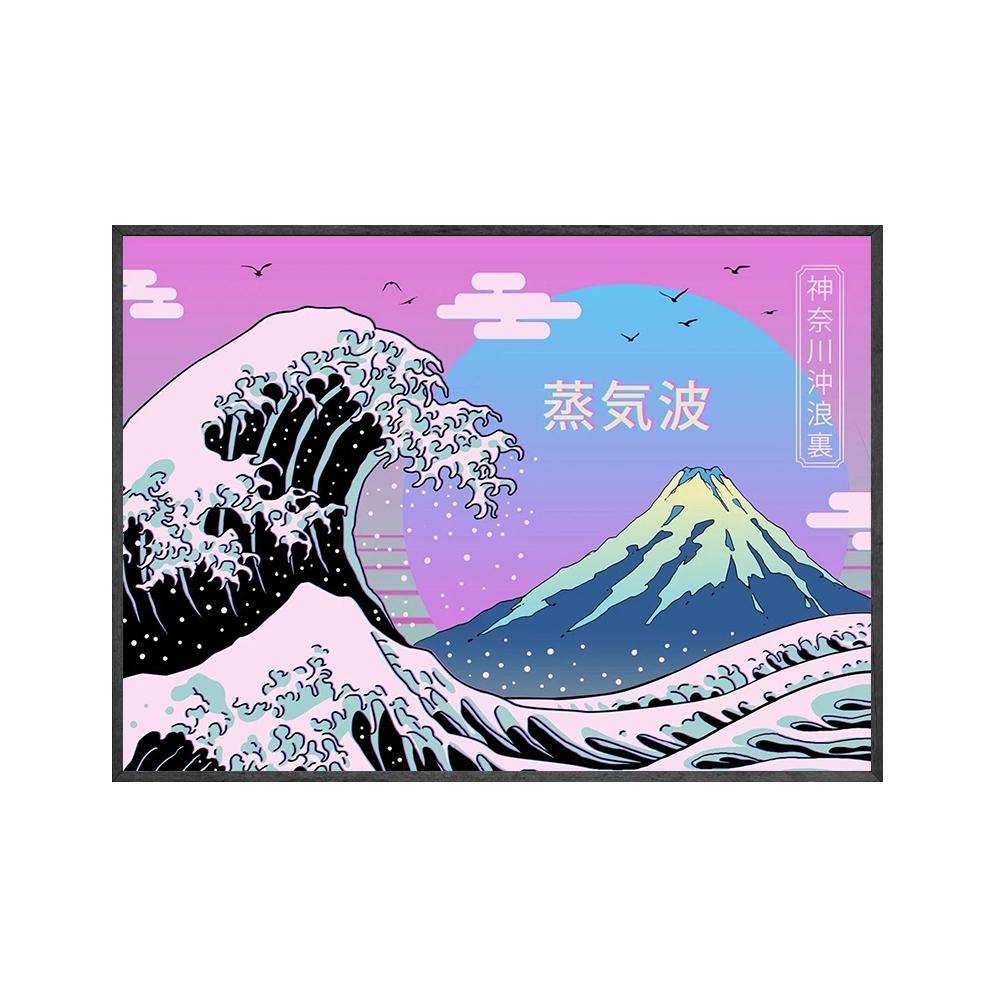 

Паровая волна эстетика Фудзи волна плакат абстрактное модное искусство холст живопись скандинавский современный эстетический декор комнаты кофейня бар 21x30cm No Framed