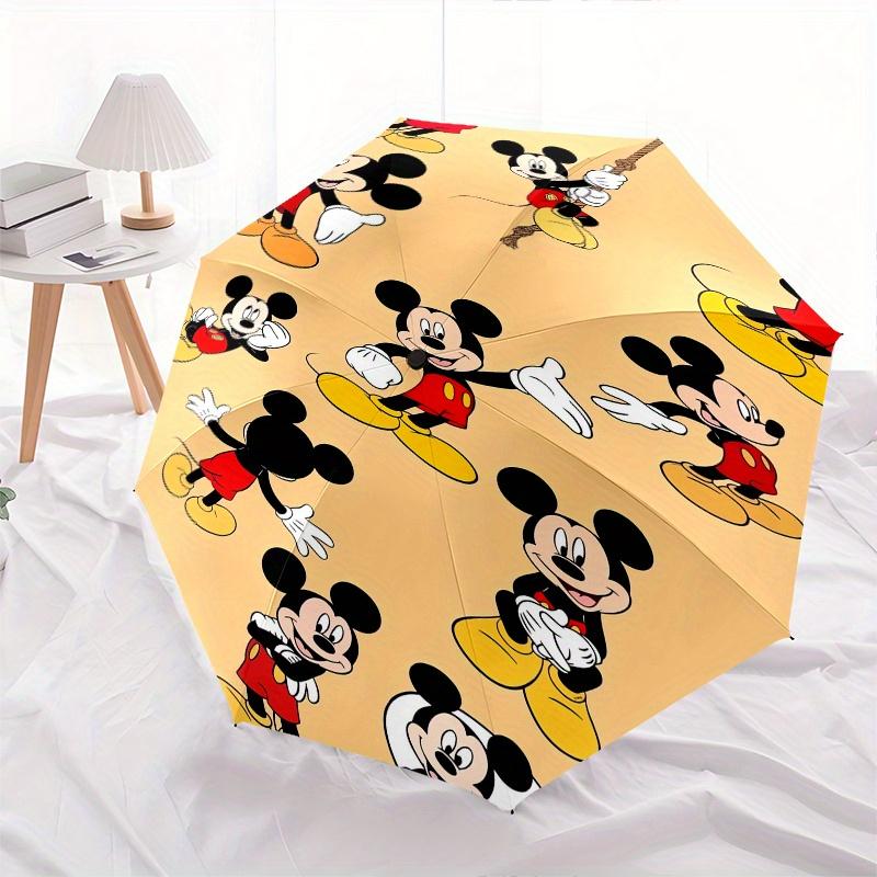 Mickey Mouse,Cartoon Character Automatic Folding Umbrella - Simple 8-Rib Design, Bright Cartoon Pattern, Durable Iron Frame, Suitable For Tr