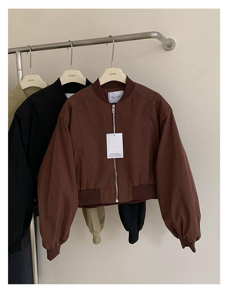 Autumn 2025 Korean Style Petite Slimming Short Baseball Jacket for Women
