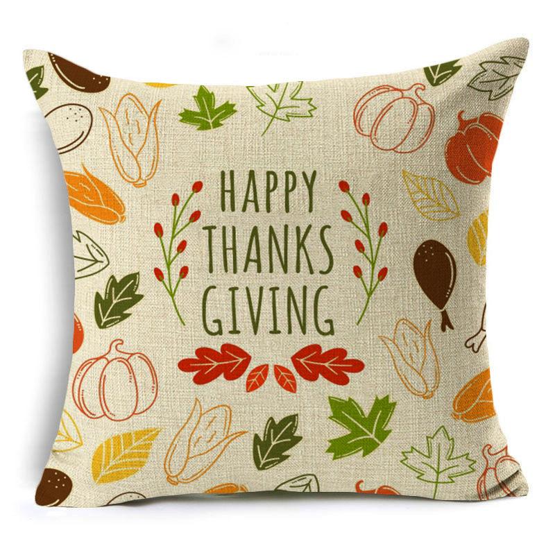 New Thanksgiving Pumpkin Linen Pillow Cover Festive Home Decoration Pillow Cushion Cover