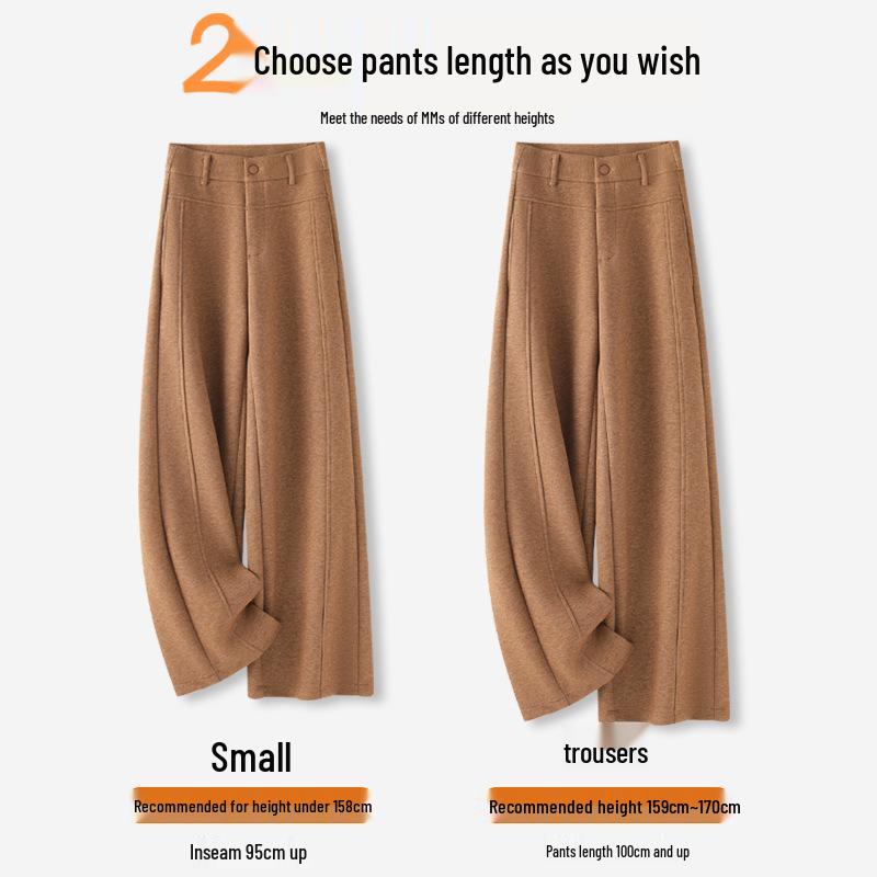 Women's Gray Cashmere Scimitar Wide-Leg Trousers – Fleece-Lined Wool for Autumn/Winter 2025