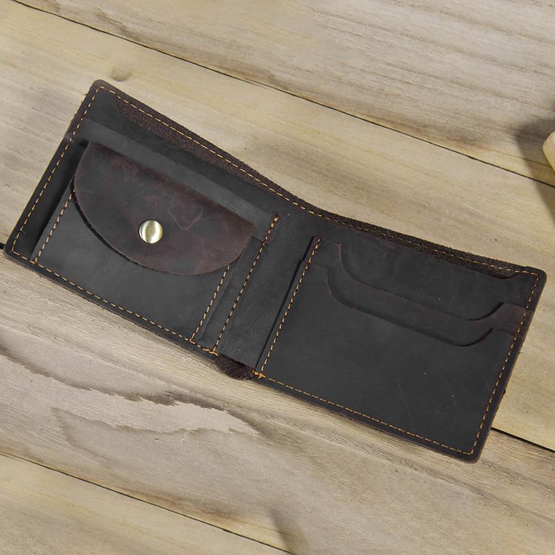 Good Leather Short Wallet Men Male Small Crazy Horse Leather Vintage Purse Slim Wallets Wholesale Bifold Wallets Drop shipping