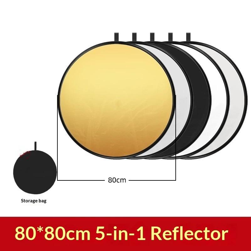 5 In 1 Round Photo Reflector Collapsible Portable Kit for Outdoor Live Broadcast Studio Portrait Shooting