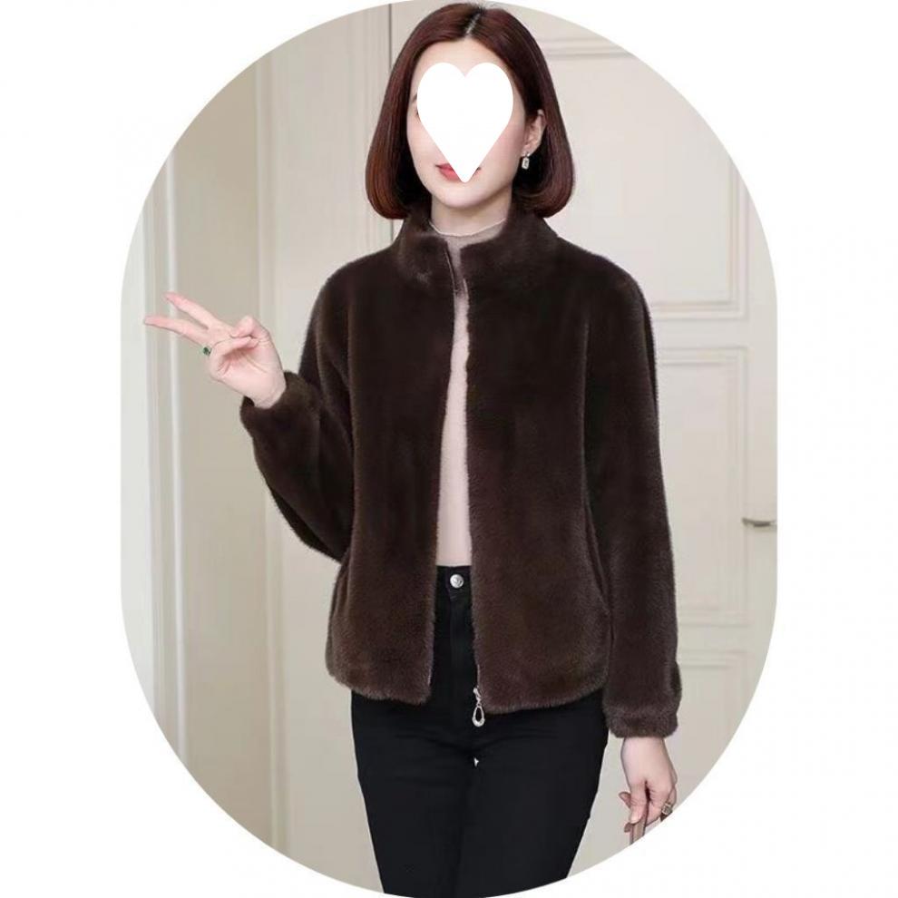 Women's Faux Mink Fur-Lined Fashionable Coat - Spring/Autumn Versatile Top