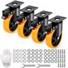 4Pcs PVC Quiet Wear Resistant Swivels Caster Wheels with Brakes PVC Casters with Locking Brake Suitable for Furniture