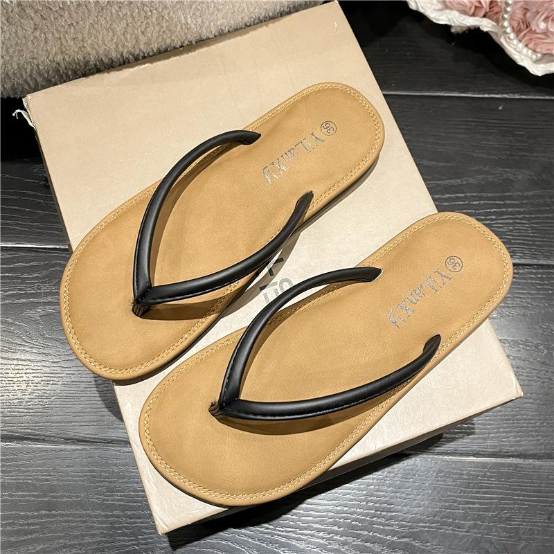 Flip-flops Women's Fashion Outer Wear 2025 Summer Cool Slippers Students Simple Non-slip Pinch Foot Beach Slippers