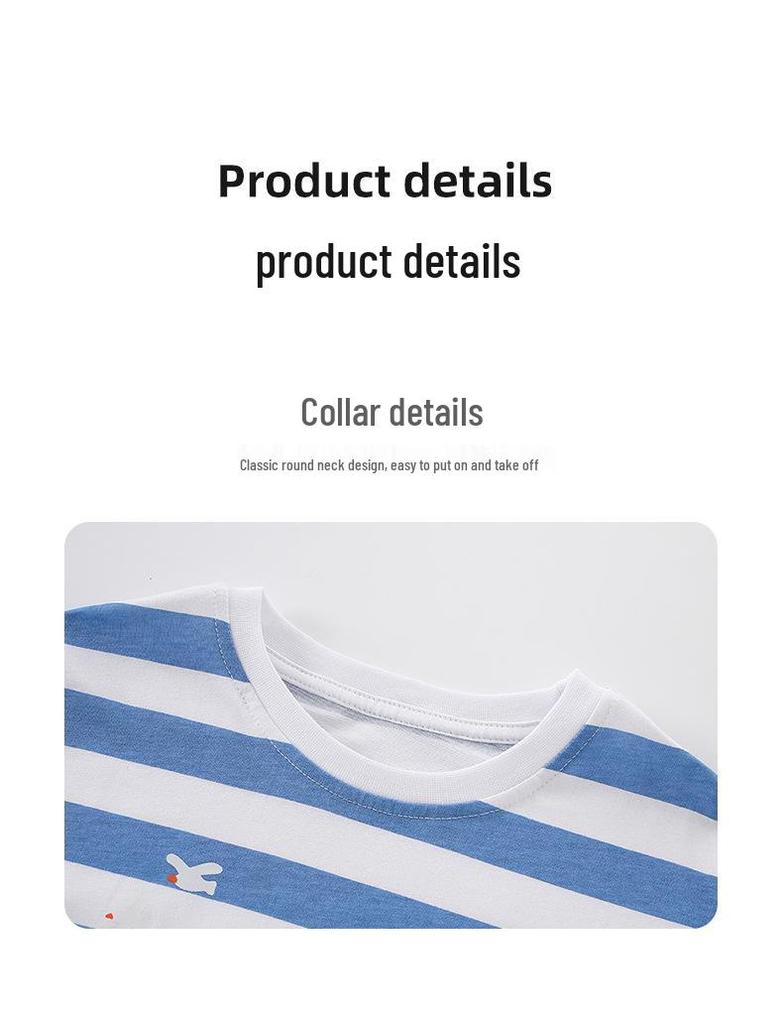 Summer 2023 Cartoon Ocean Print Kids' T-Shirt – Casual, Fashionable Round Neck