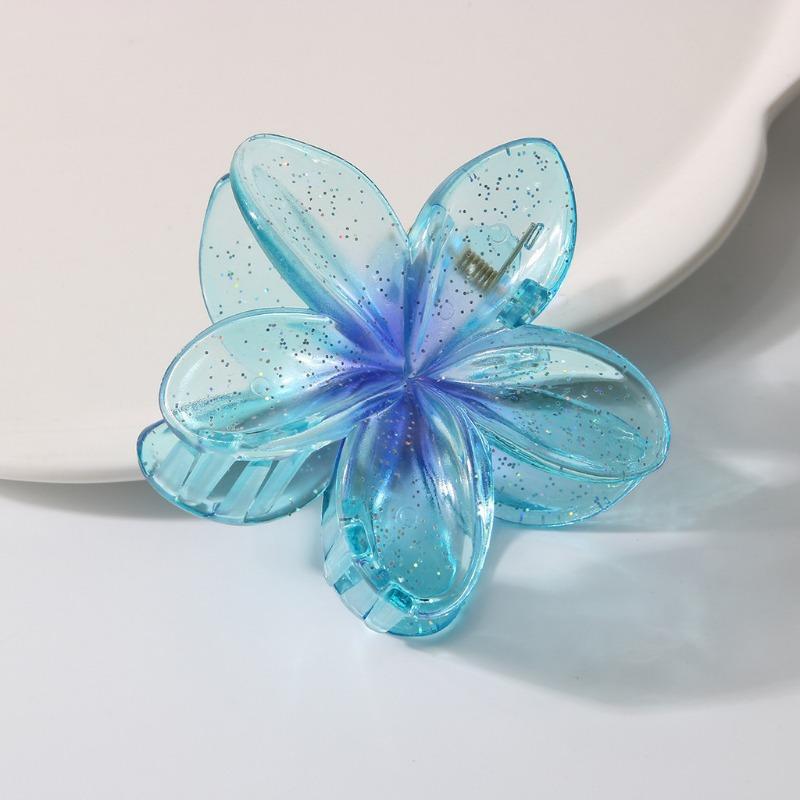 Damen-Haarklammer Mit Blumenprint – 8 Cm, Oval, Blau – Für Alle Frisuren, Auch Als Geschenk