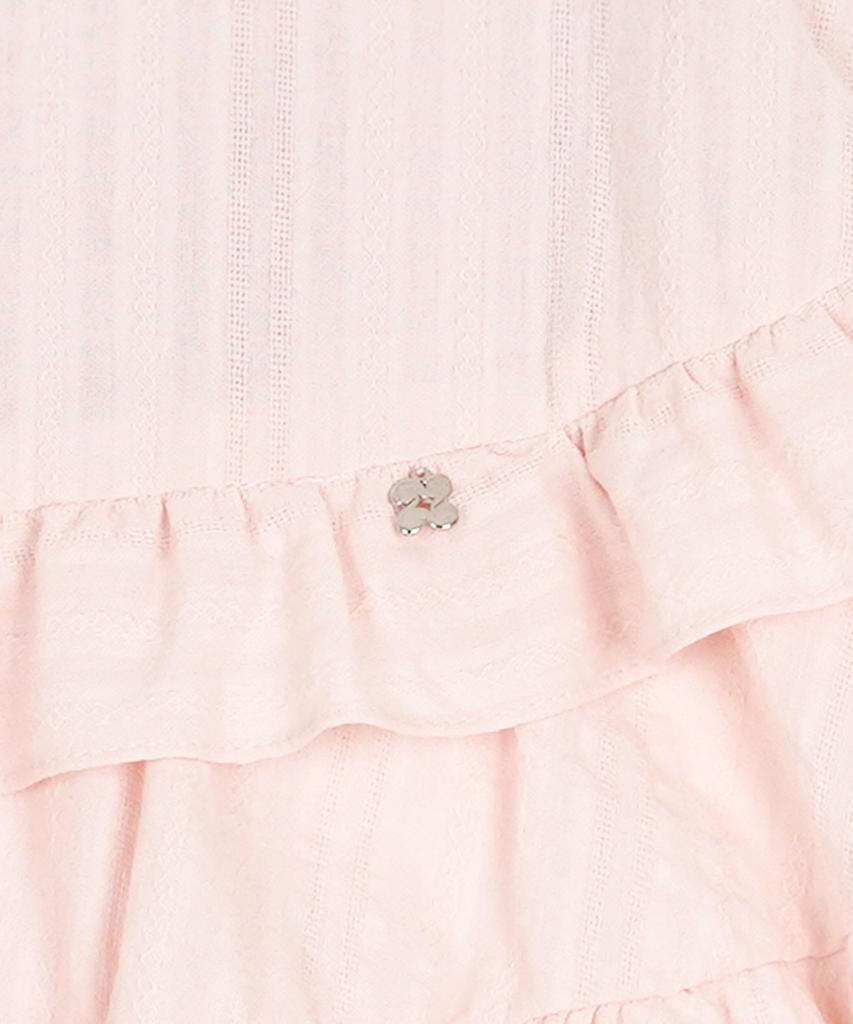 High School Disco Logo Shirred Tiered Skirt Pink