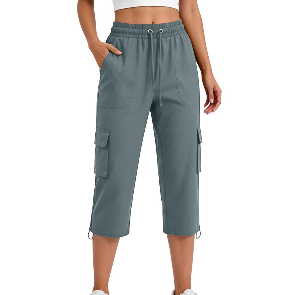 Women's High Waist Straight Leg Cargo Pants with Pockets Color Casual Everyday Wear