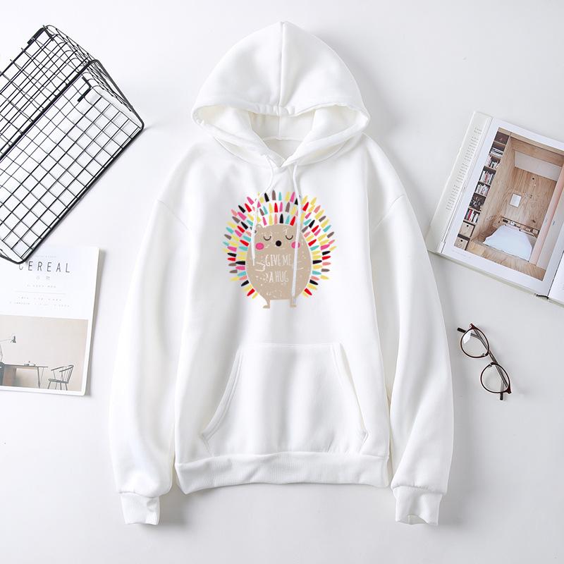 

Женская свободная повседневная толстовка с капюшоном с принтом для осени и зимы, женские толстовки с длинным рукавом XXXL белый