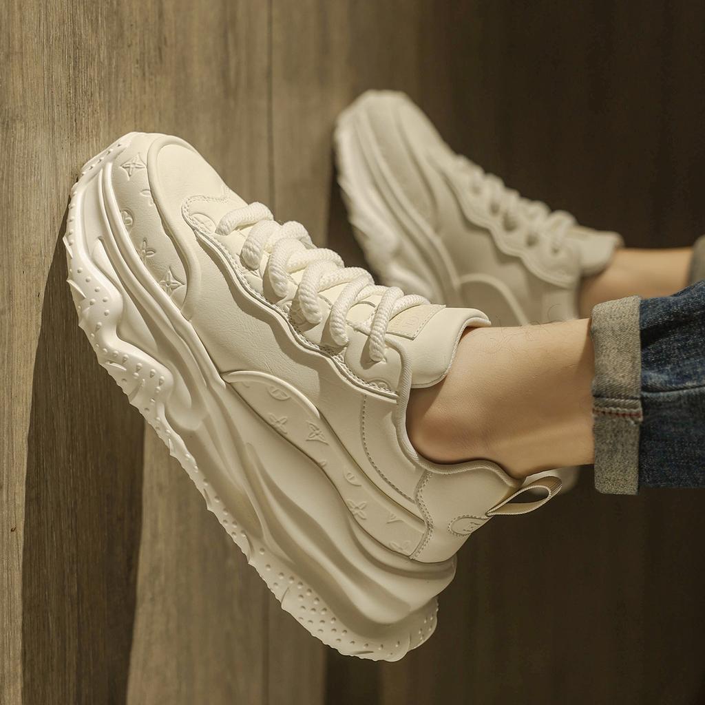 Thick-soled Heightening Sneakers Men's Autumn Breathable Little White Dad Shoes High-end White Shoes
