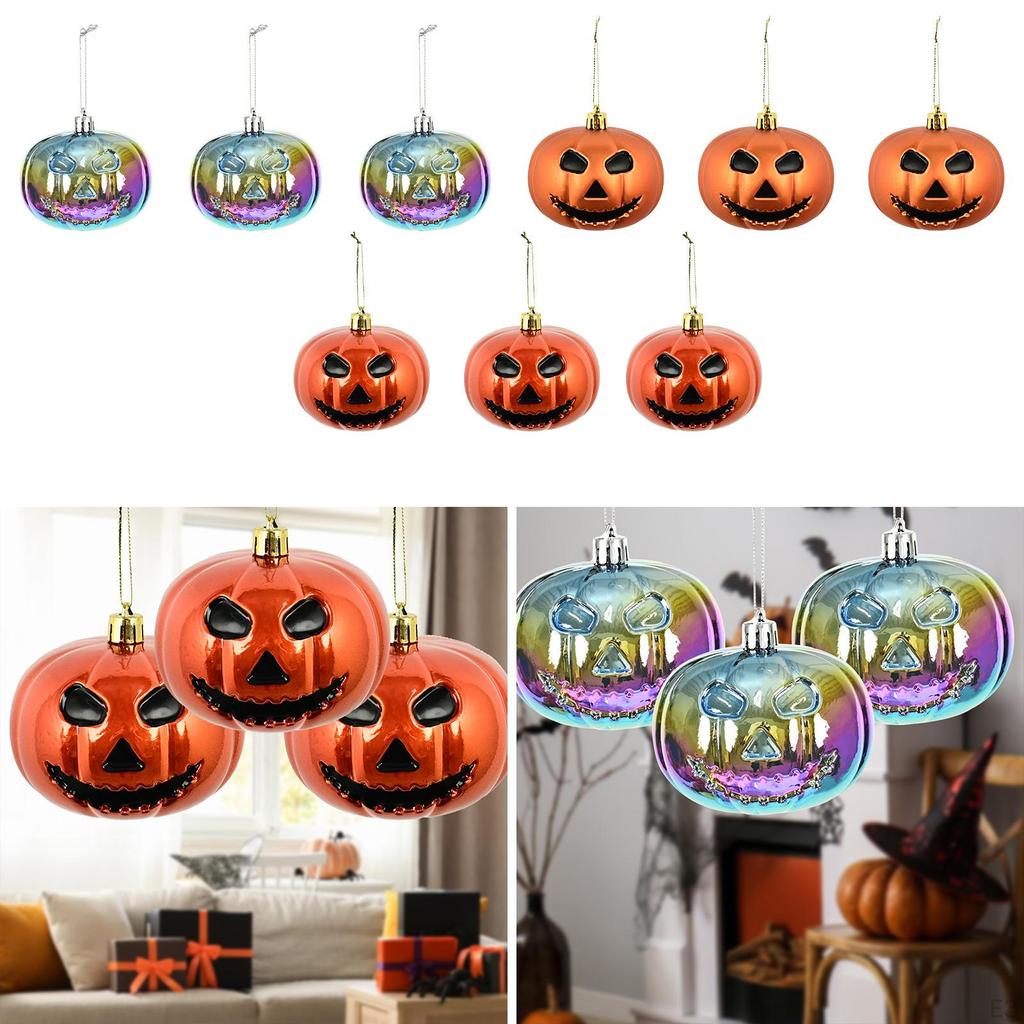 3 Pieces Halloween Hanging Pumpkin Decorations Ball Ornaments,Baubles Scary Spooky Party