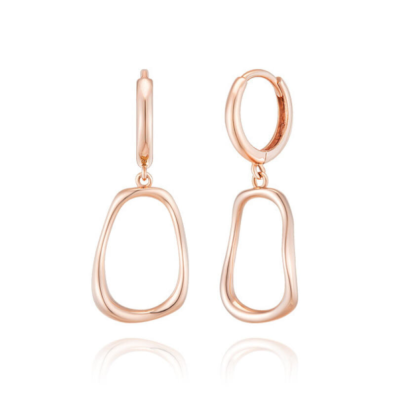 

14K Gold Earrings One-Touch Ring Round Square BS01021E Pink Gold