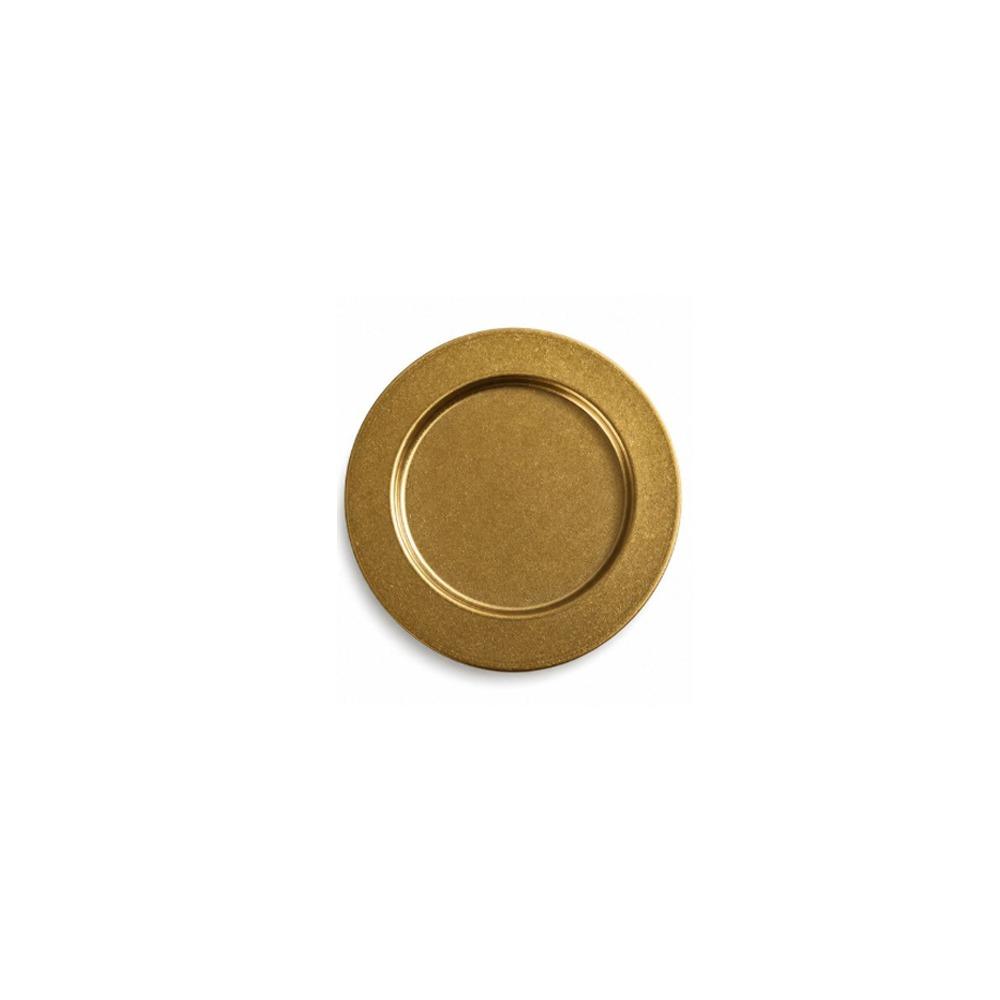 Stainless Steel Dinner Plate Round Dinner Plate Vintage Gold Stainless Steel Serving Plate Raised Rim Reusable Charger Plate