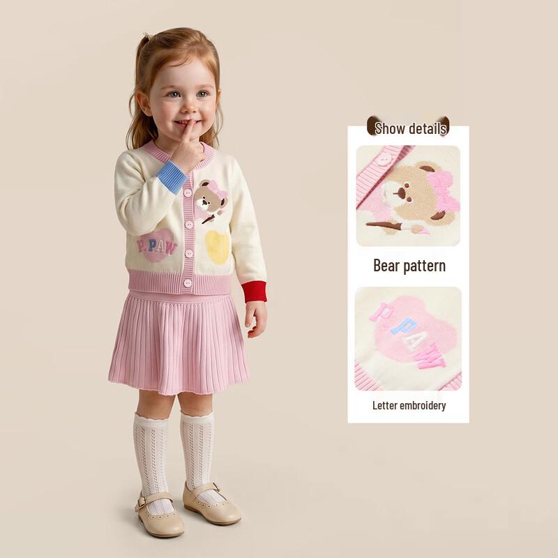 PawinPaw Girls' Cartoon Bear Knitted Set
