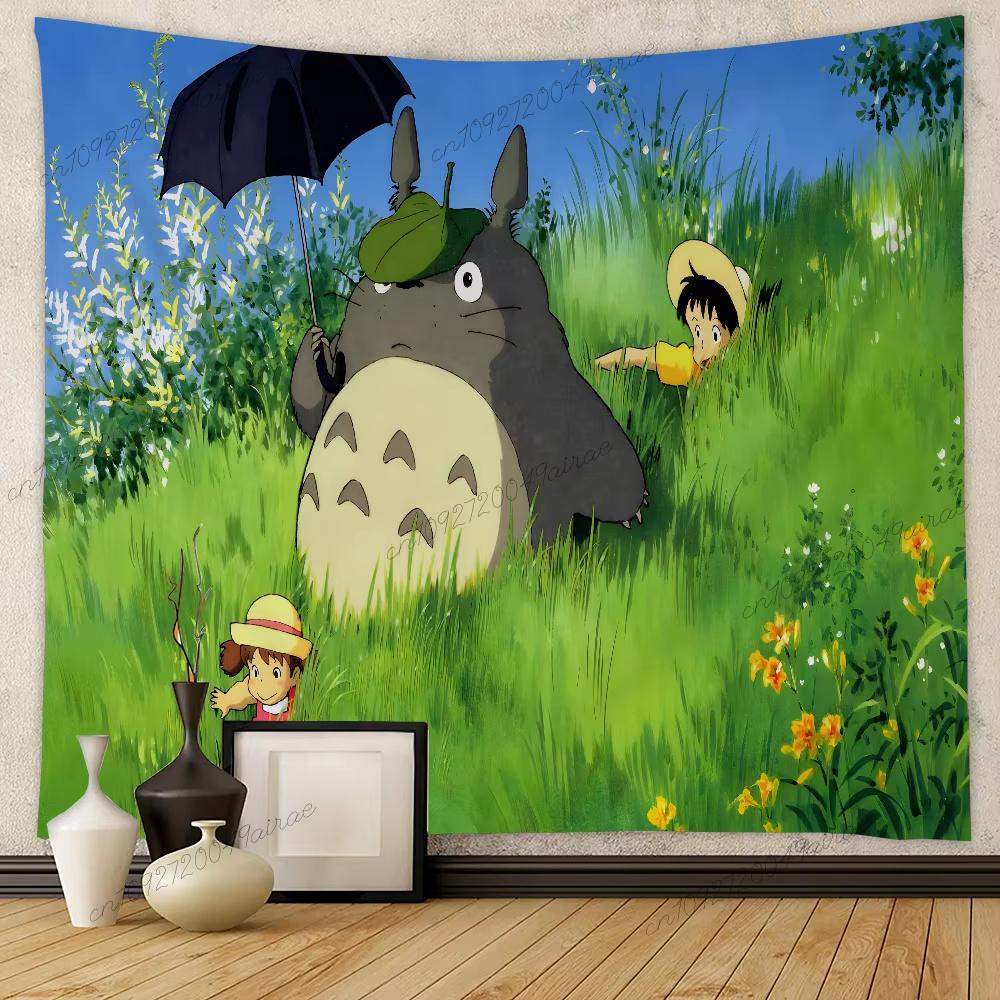 Animal Studio Ghibli TTotoroes Tapestry Anime Tapestry Wall Hanging Cloth Bedroom Wall Art Decor Background Cloth Flag Banner