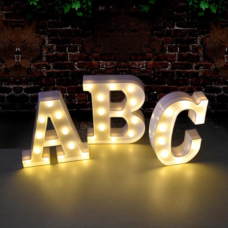 Decorative Letters Alphabet Letter LED Lights Luminous Number Lamp Decoration Battery Night Light Party Baby Bedroom Decoration