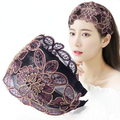 Breites Damen-Haarband, einfarbig, Spitze, Turban, solide elastische Haarbänder, Haarschmuck, Stirnband für Damen und Mädchen, Kopfschmuck
