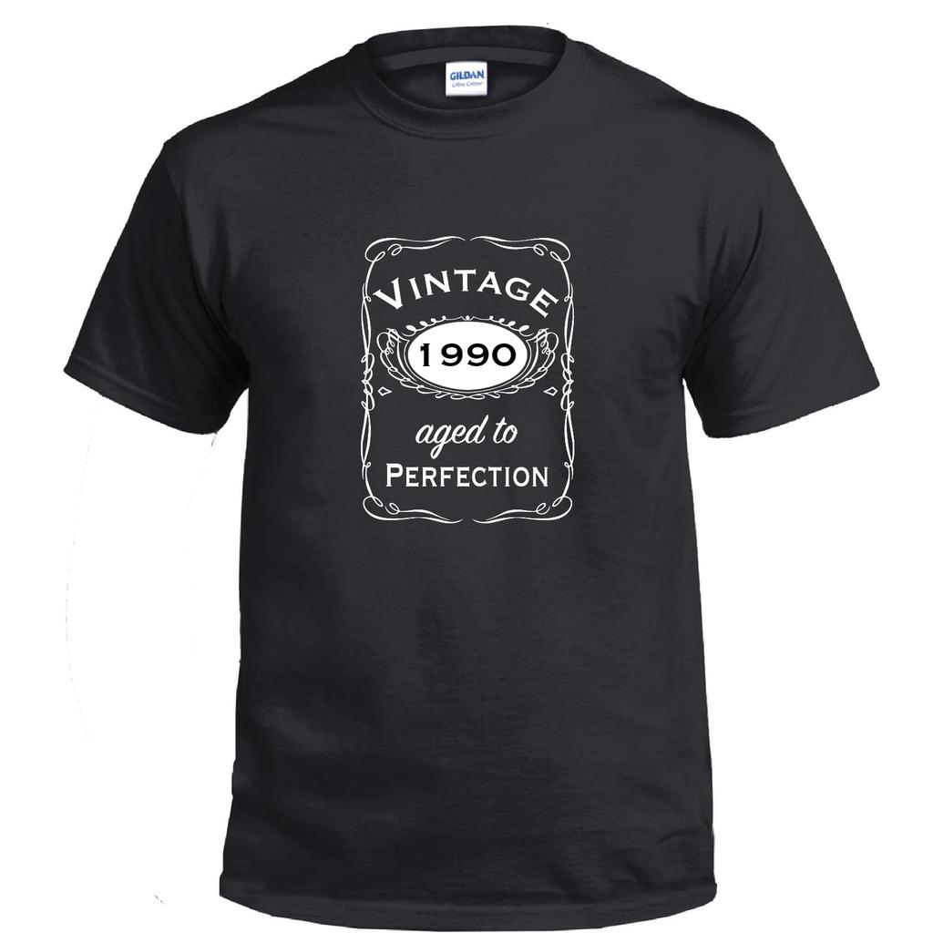 Vintage Aged To Perfection 1990 90s Birthday Gift Whiskey Gift Cotton T-Shirt