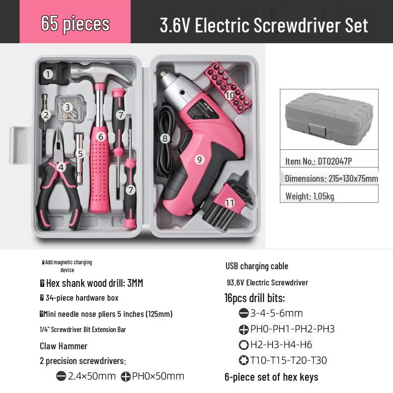 Rechargeable Electric Screwdriver Tool Set for Household Repair