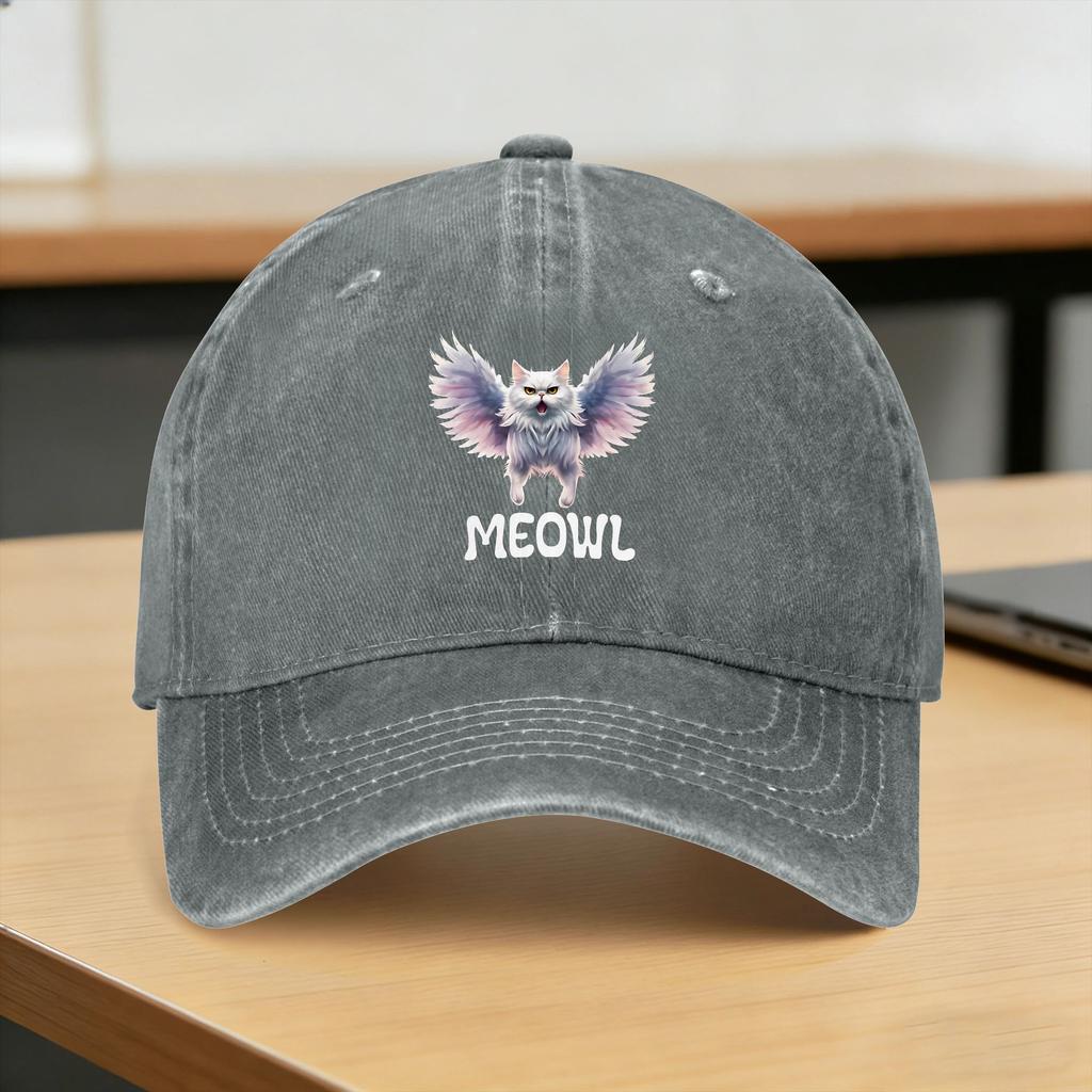 Washed Baseball Cap Meowl Funny Meme Summer Hip Hop Hats For Unisex Women Fashion Outdoor Sport Sun Baseball Caps