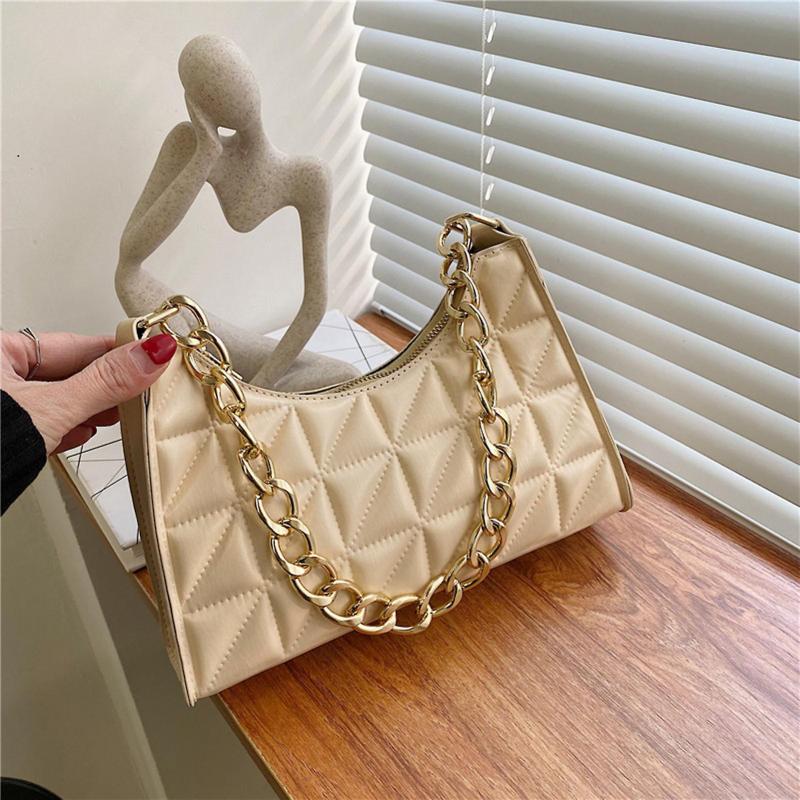 Umhängetasche, One-Shoulder, klassische Kettenstruktur, glatter Reißverschluss, große Kapazität, dekorieren, tragbar, modisch, Luxus, Nischenkette, Handtasche, Damen-Accessoire