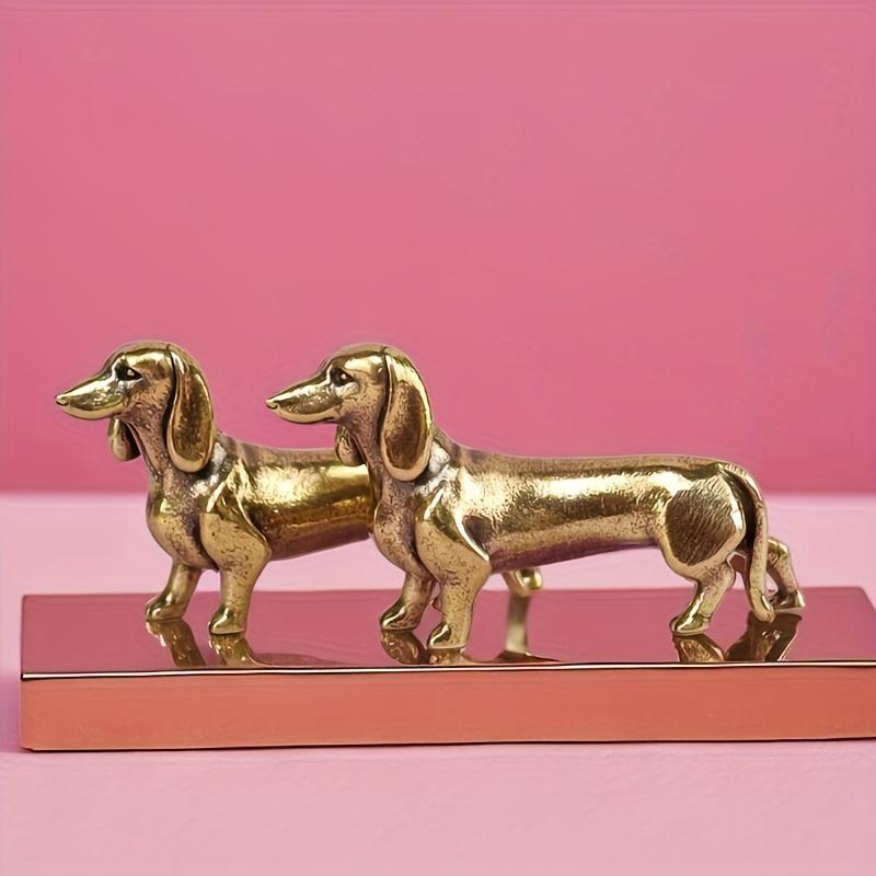 1pc Vintage Brass Dachshund Home Decor Statues for Christmas - Desktop And Desk Ornaments