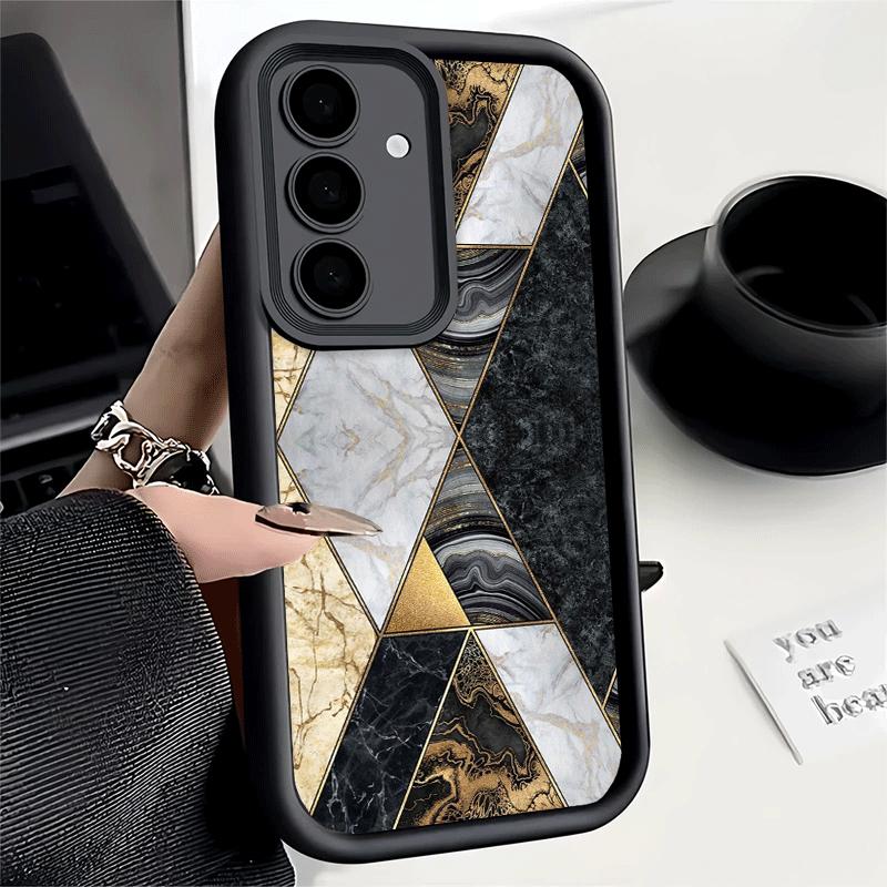 Phone Case for Samsung Galaxy S26 S25 Ultra S24 FE Geometric Marble Pattern Shell S23 Plus S22 + S21 S20 5G Soft Silicone Funda