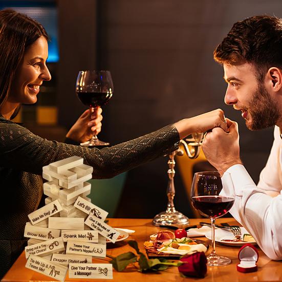 Set Torre di Blocchi per Appuntamenti Sfide per Adulti Set di Blocchi da Costruzione Impilabili Gioco di Impilamento Torre di Blocchi per Serata di Appuntamenti di Coppia